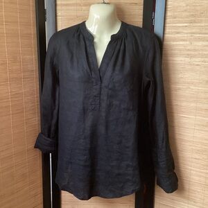 GAP Linen Women's Top Sz S Black NWOT long sleeve lightweight NEW